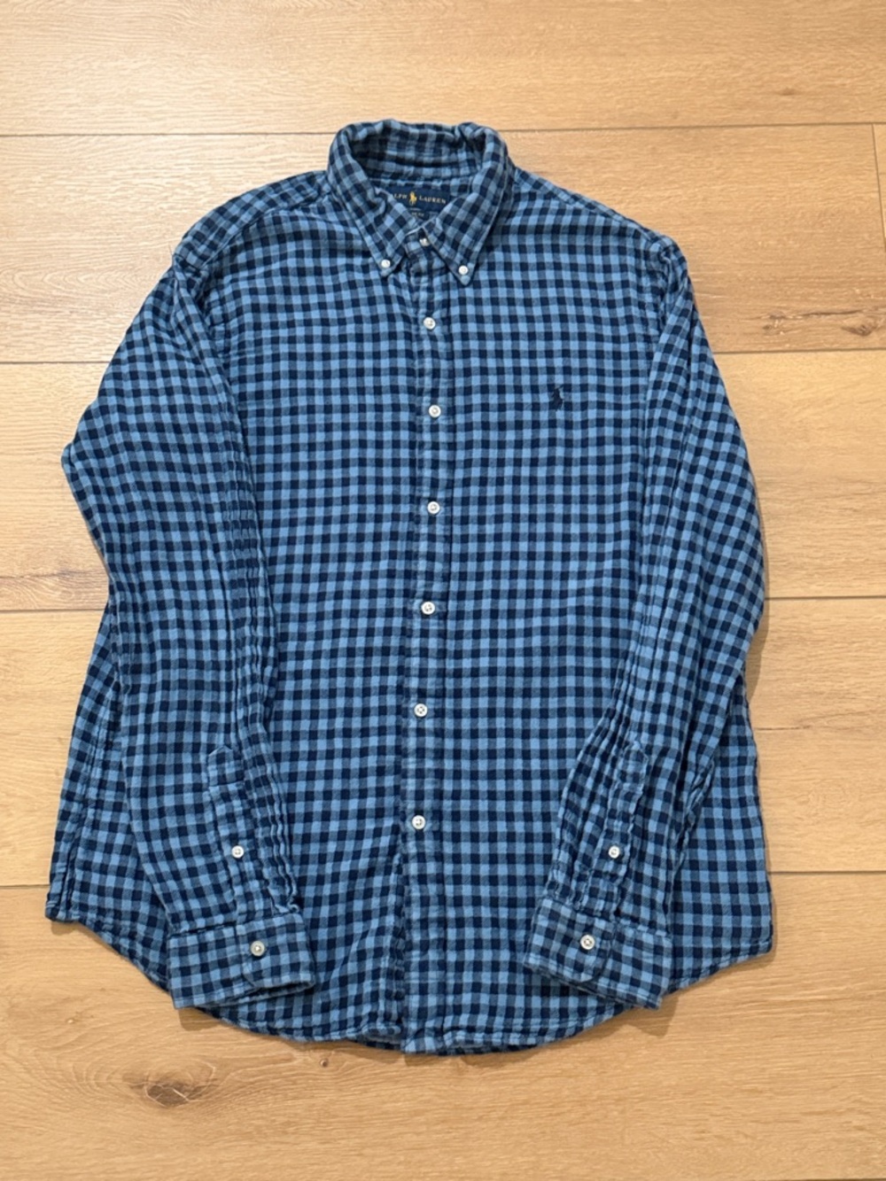 Ralph Lauren Navy and Light Blue Check Button-Down Shirt